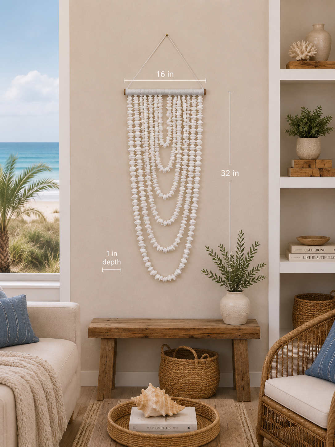 White Shell Wall Hanging Deco
