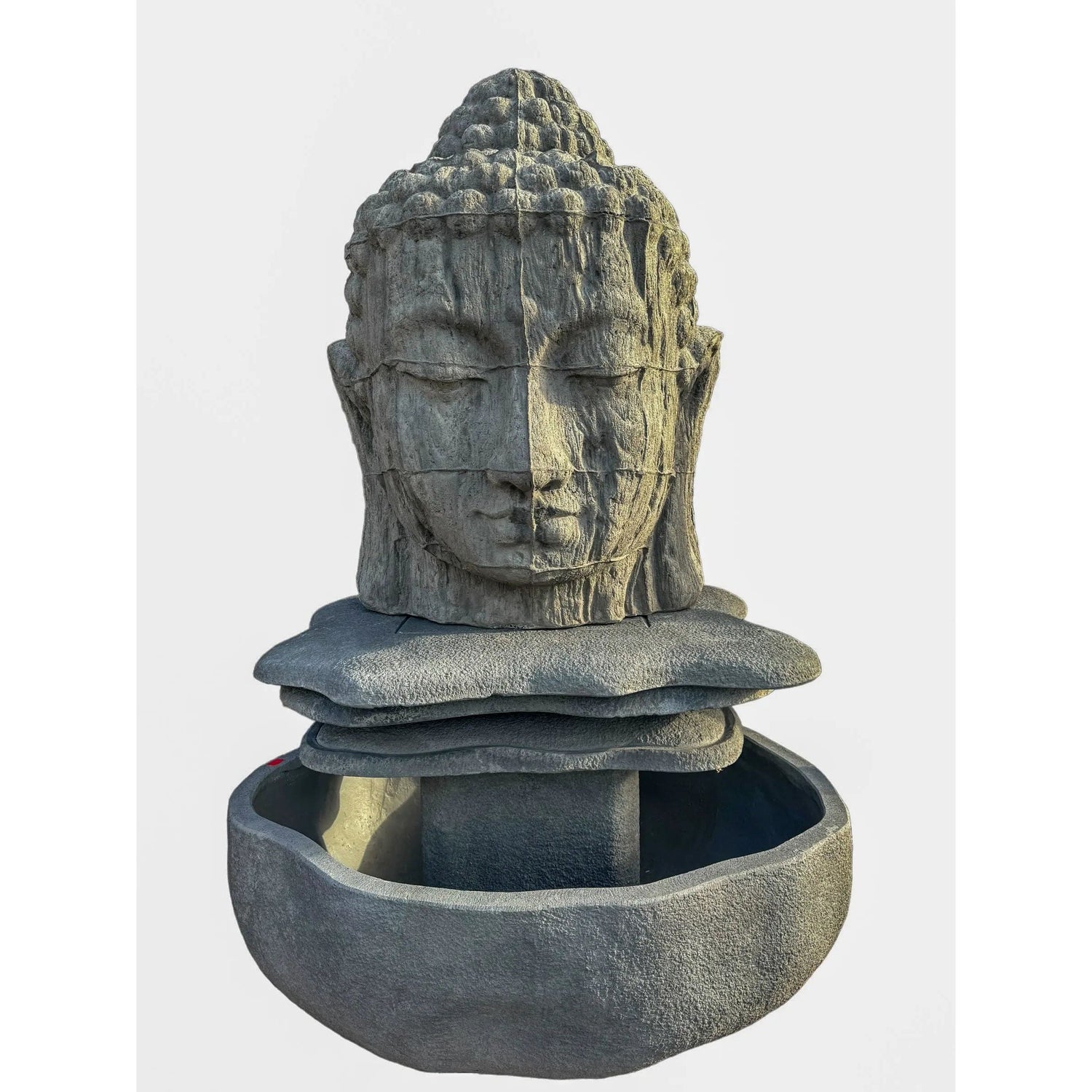 Buddha Head Fountain on 3 Tier Slab (Grey) Broward Design Center