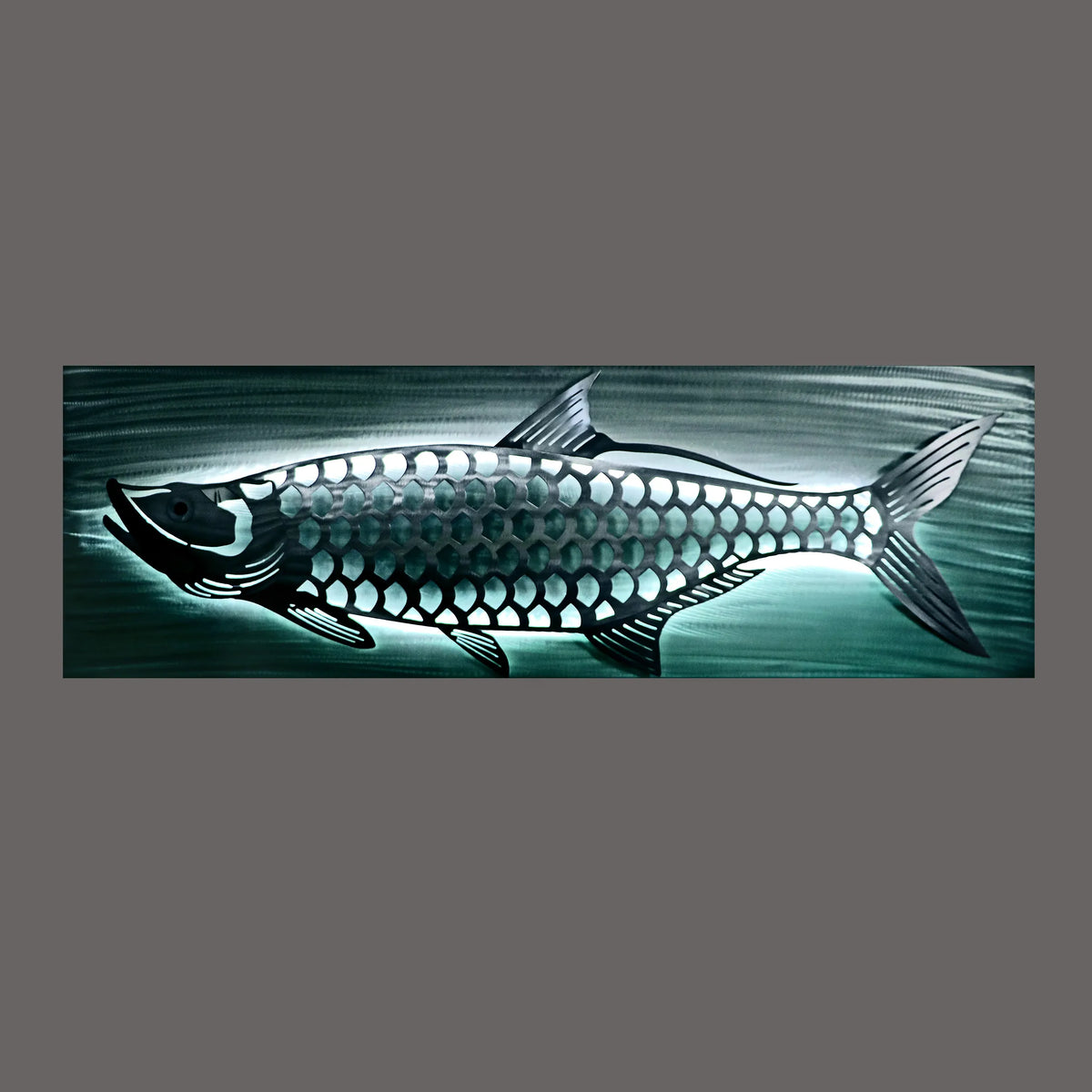 Illuminated Stainless Steel Tarpon Wall Art with LED Backlighting – 60” x 20”
