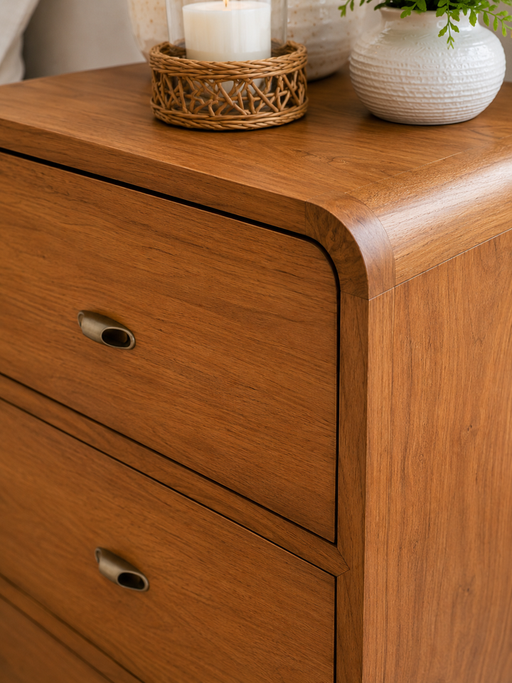 Recycled teak 3 drawer nightstand, additional view 2