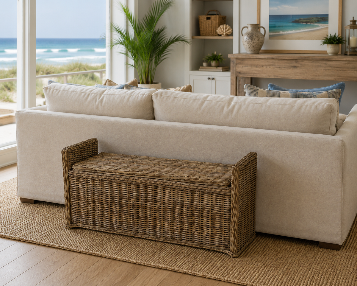 Key Largo Rattan Storage Bench Broward Design Center