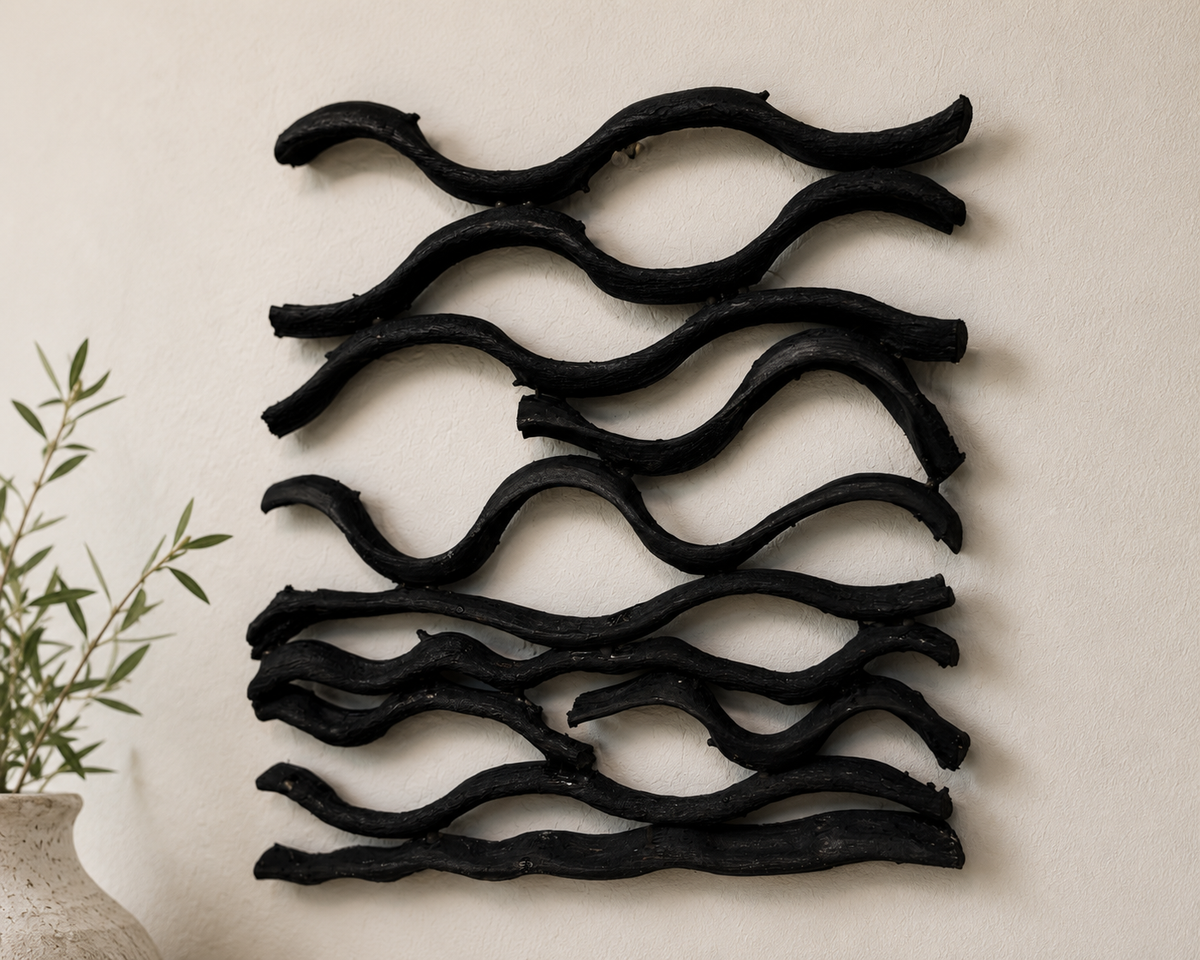 Black tide snake vine wall art, 14 inch x 14 inch, additional view 2