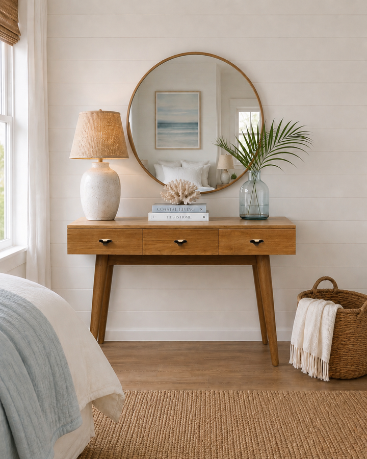 Recycled teak 3 drawer console 47 inch L