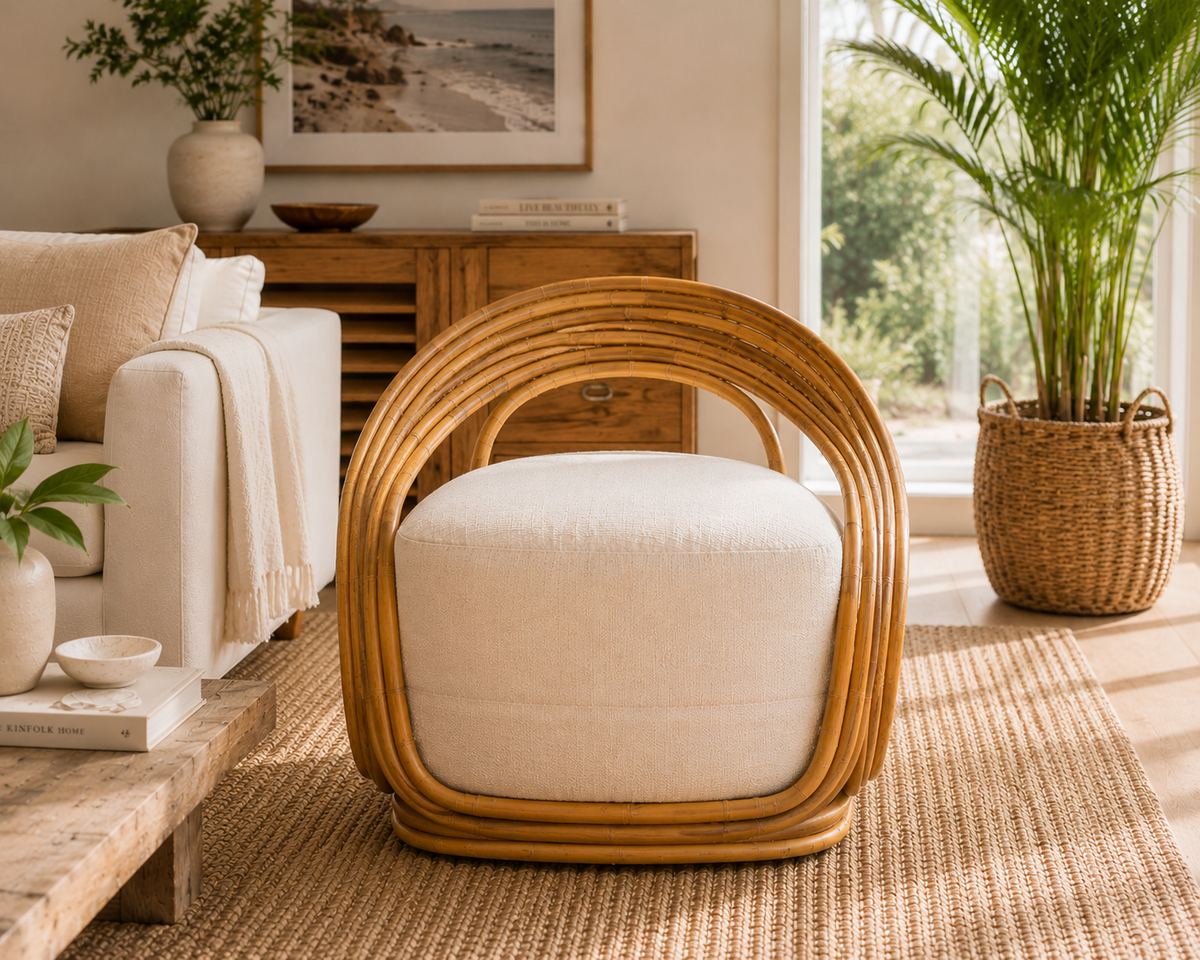 Natural rattan retro lounge chair, additional view 3