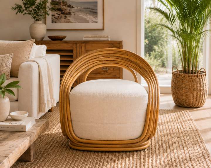 Natural rattan retro lounge chair, additional view 3