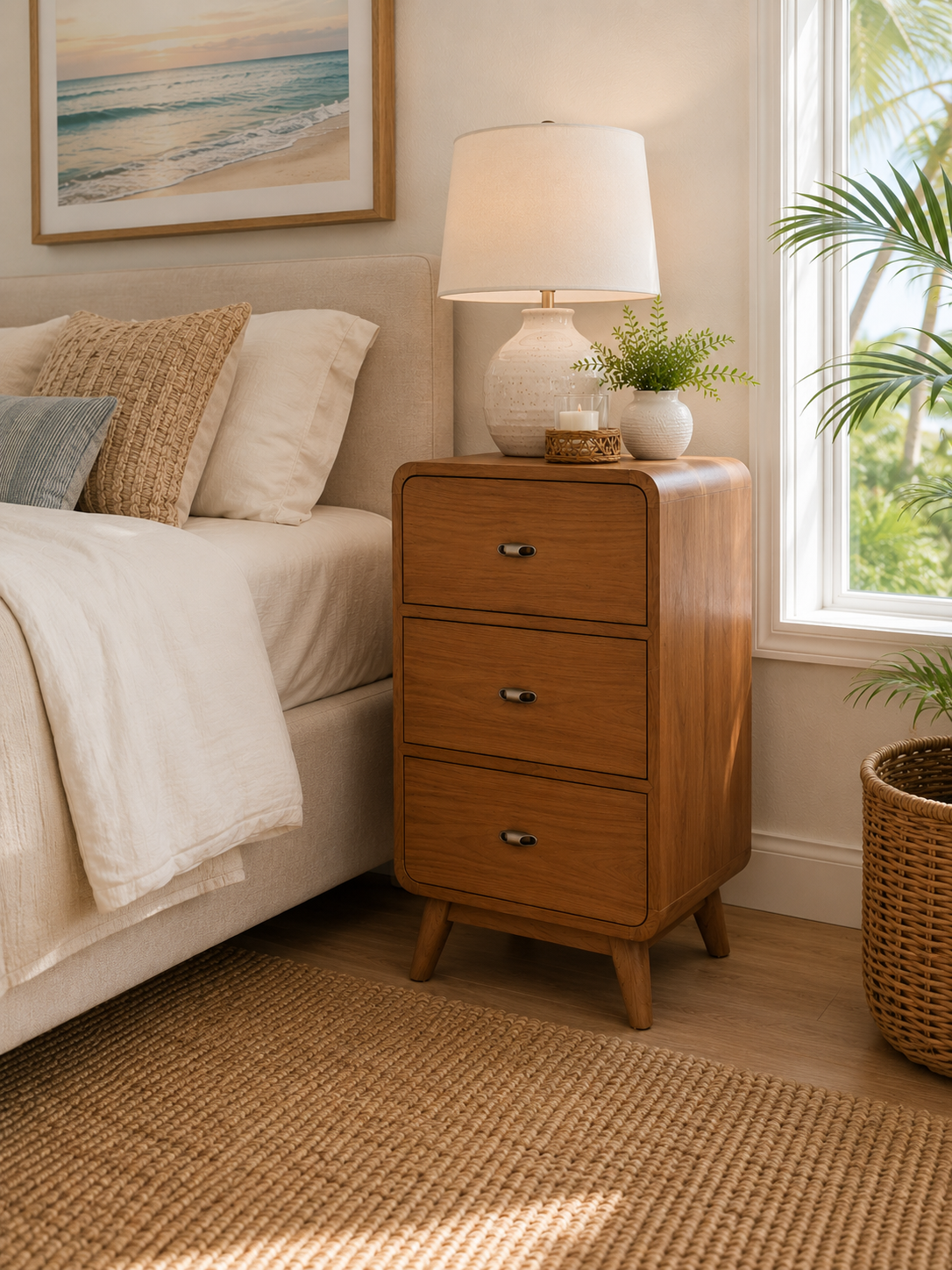Recycled teak 3 drawer nightstand, additional view 3
