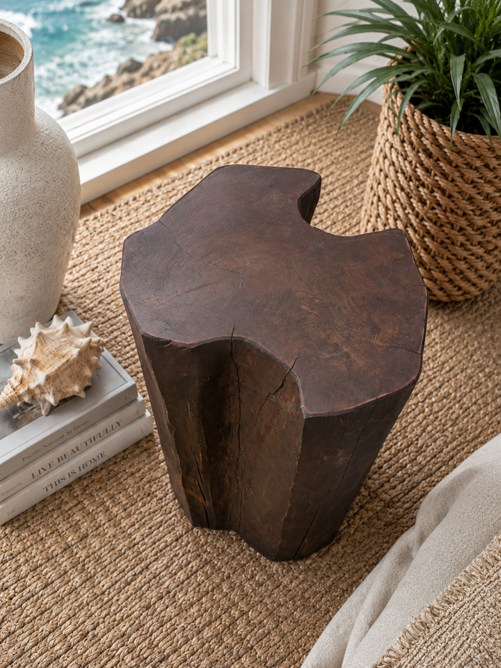 Solid teak wood stump side table, additional view 3