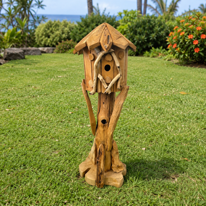 Hand carved teak bird house