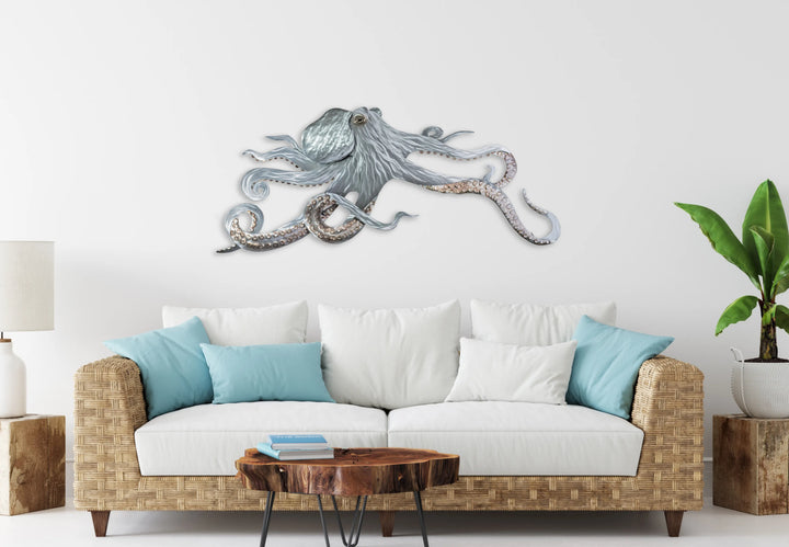 Large metal wall octopus (stainless steel)