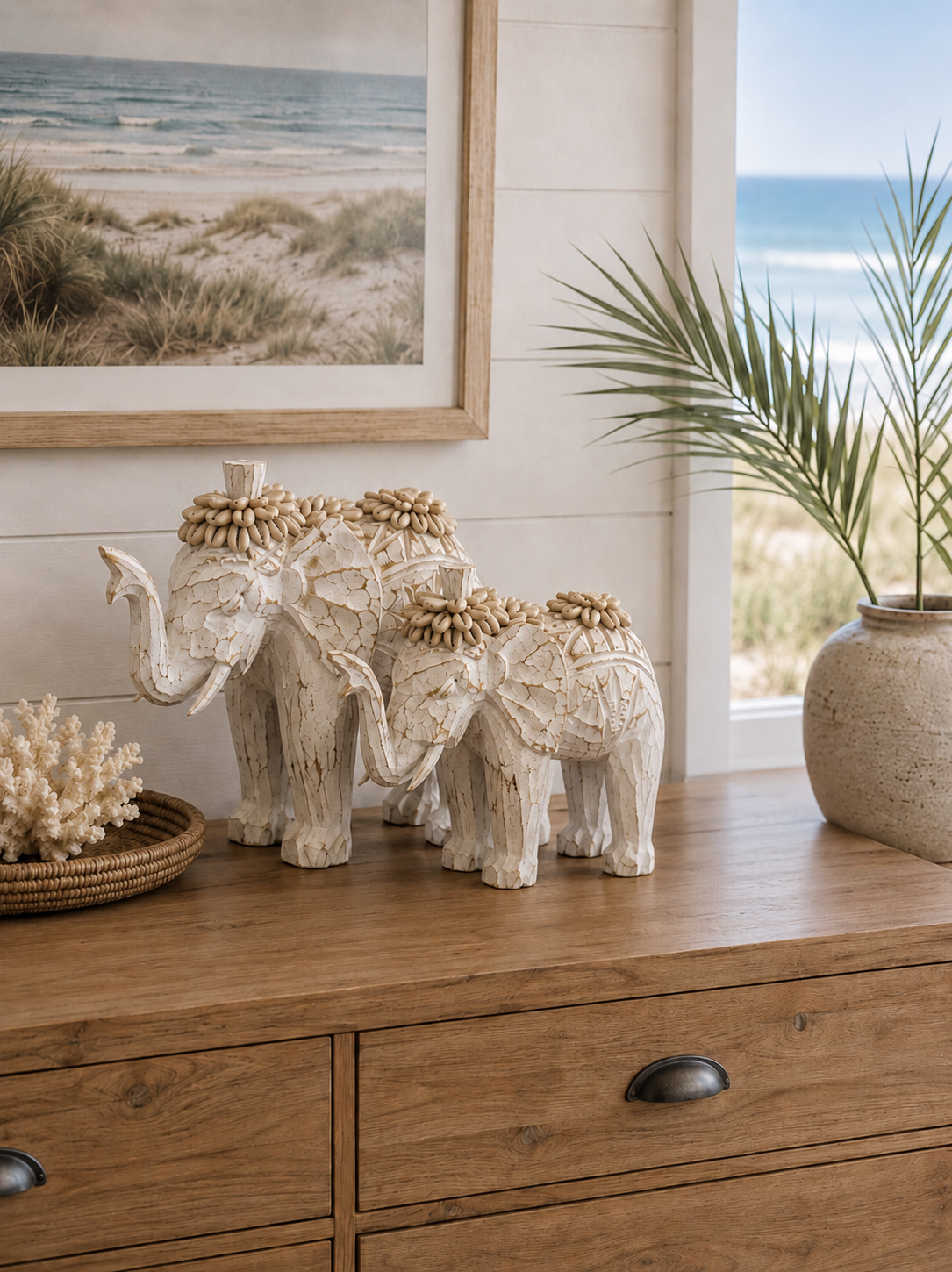 Elephant w/Shells set of 2