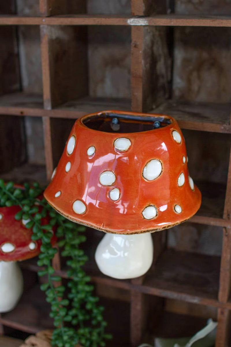Set of two ceramic toadstool wall planters, additional view 3
