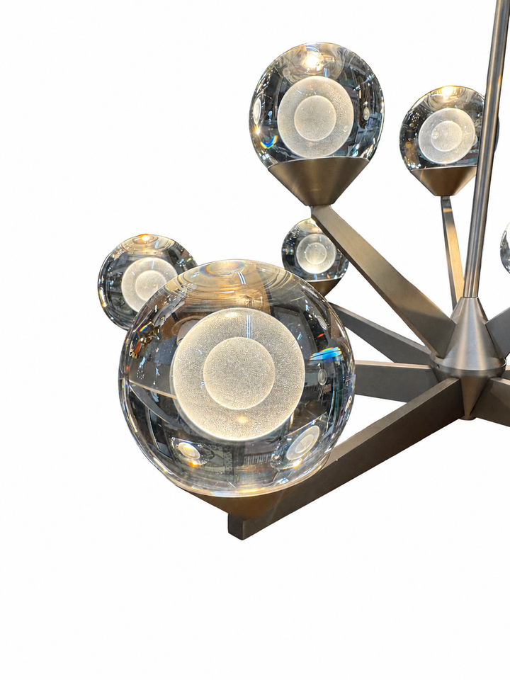 Double bubble 9 light 23.88 inch satin nickel chandelier ceiling light, additional view 5