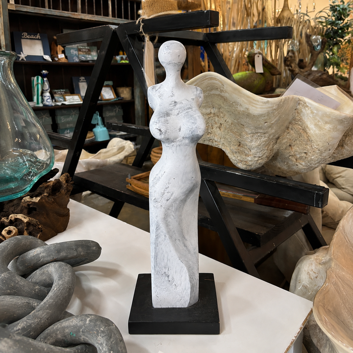 Hand-carved abstract female sculpture (blue), additional view 2