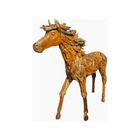 Life-Size Teak Horse Broward Design Center