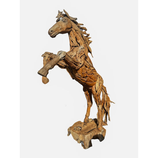 Life-Size Teak Horse On back Legs Broward Design Center