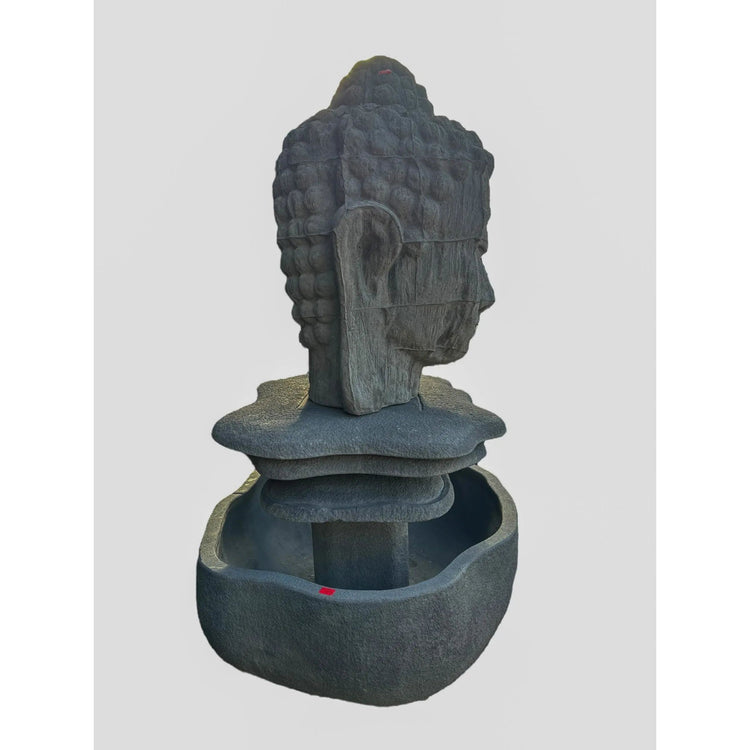 Buddha Head Fountain on 3 Tier Slab (Grey) Broward Design Center