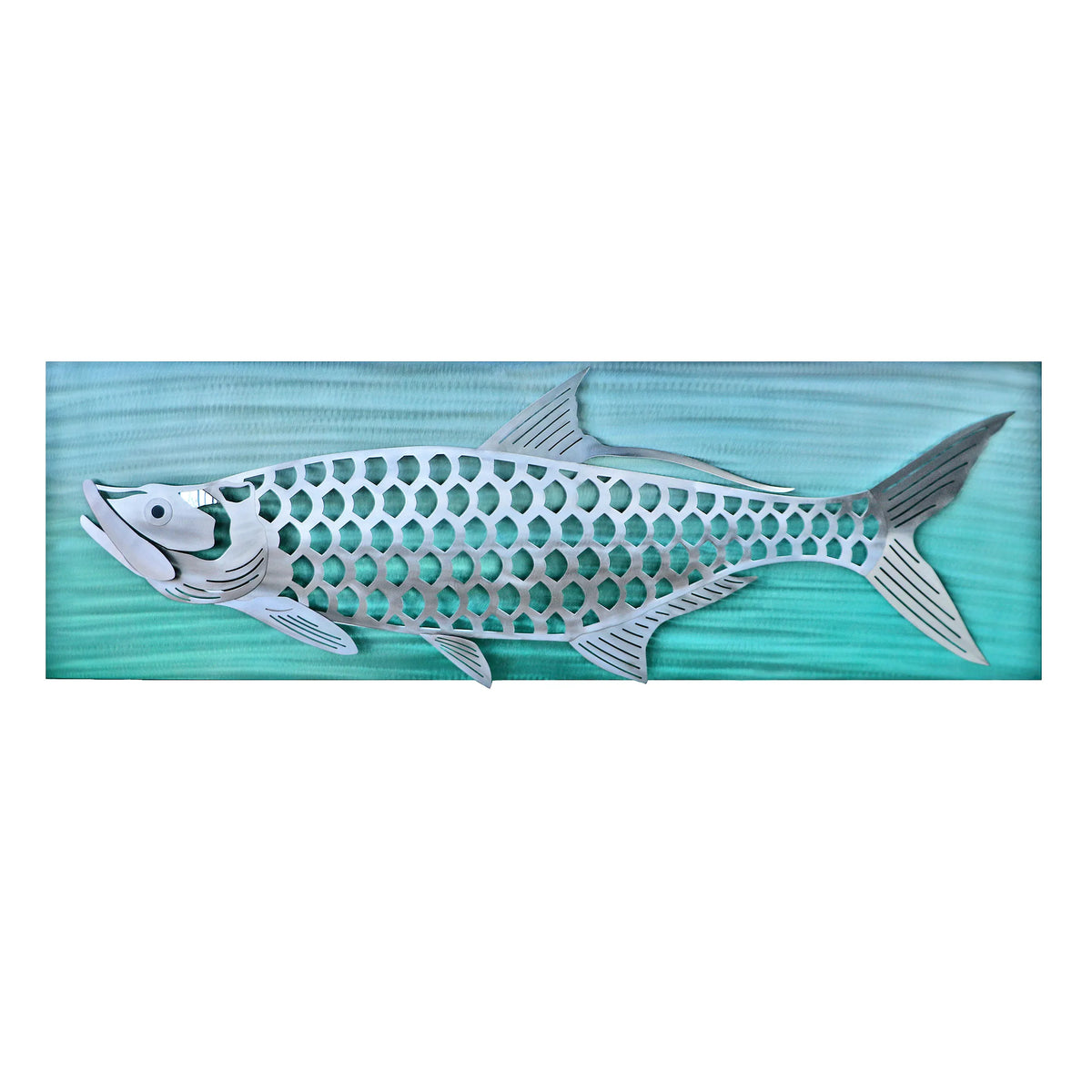 Illuminated Stainless Steel Tarpon Wall Art with LED Backlighting – 60” x 20”