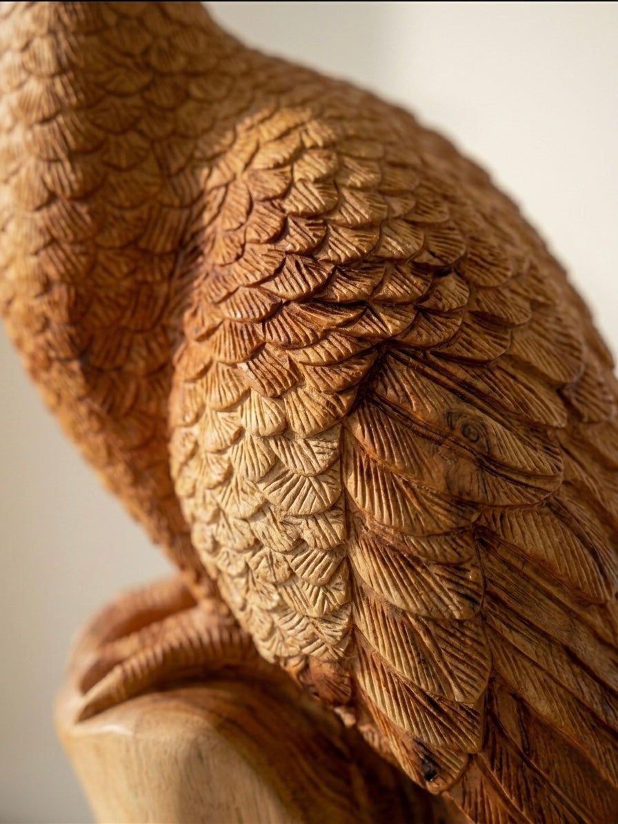 Hand Carved Teak Peacock Sculpture The Broward Design Center