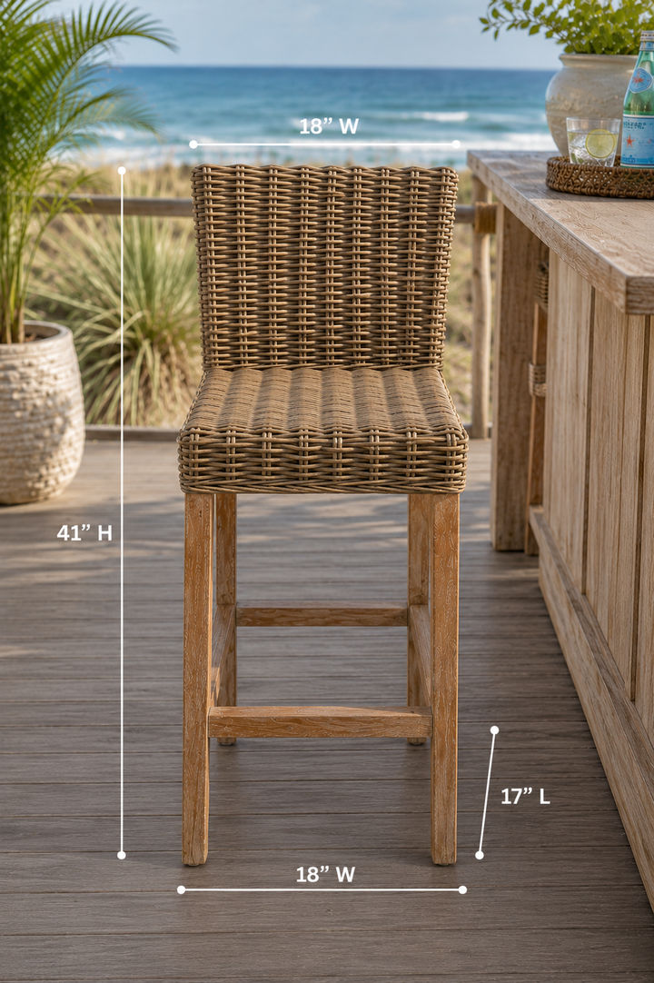 Key Largo rattan bar stool, additional view 2