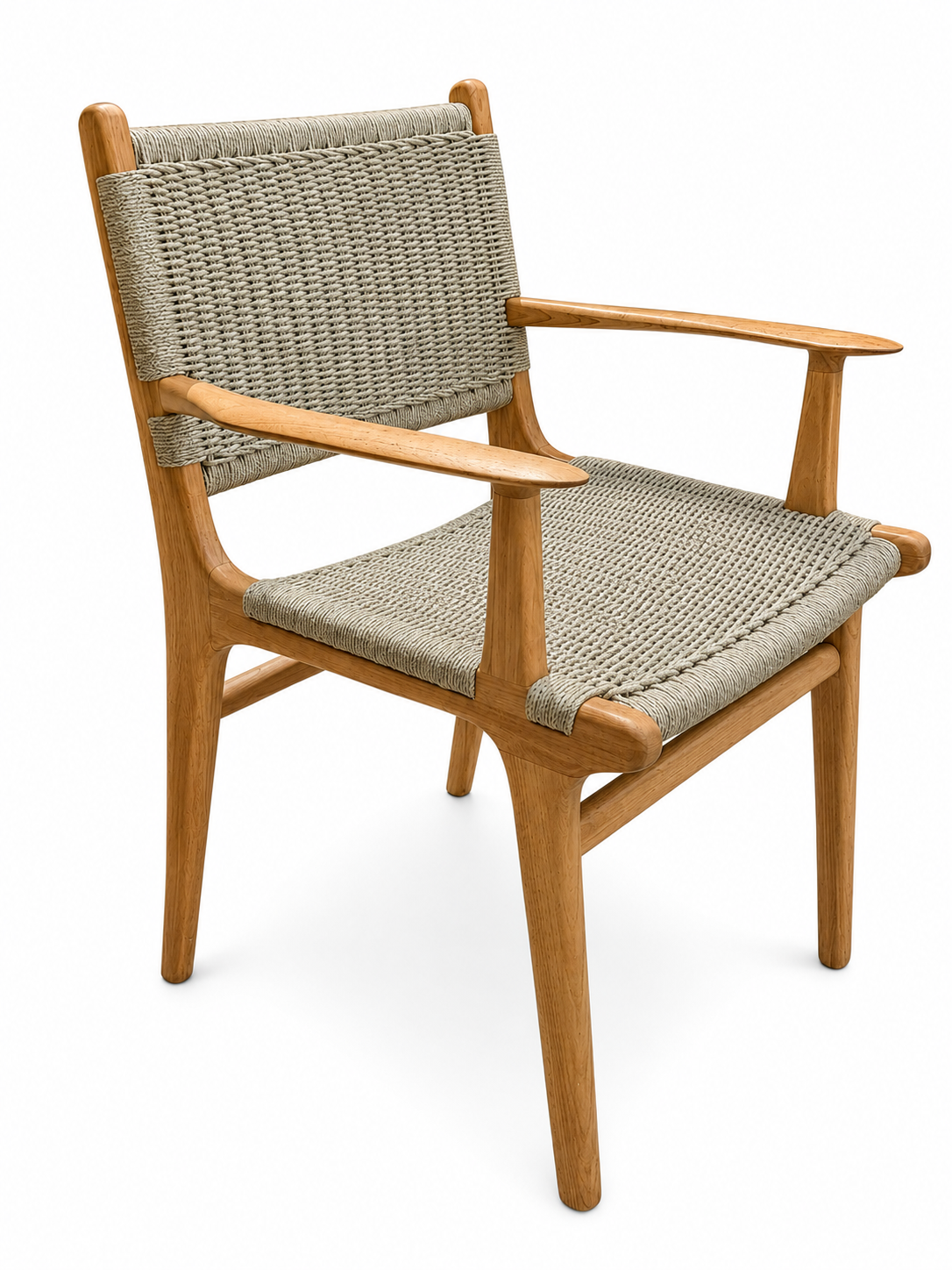 Bali Off-White Teak & Synthetic Rope Dining Chair With Arms