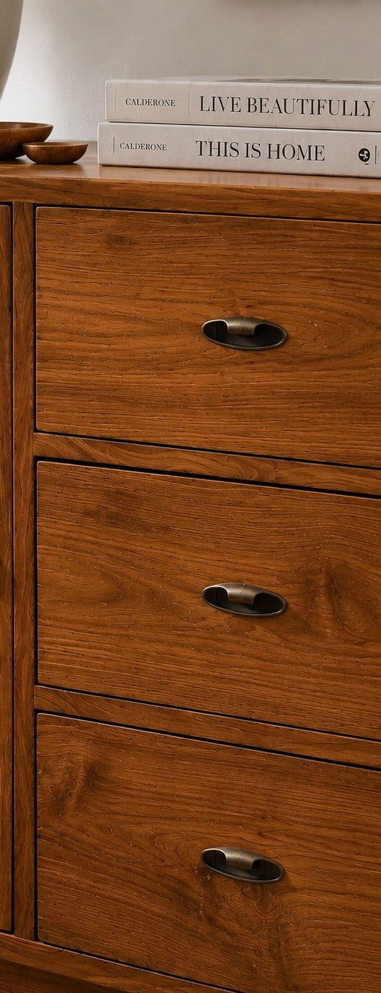 Recycled teak 3 drawer/1 door cabinet, additional view 2