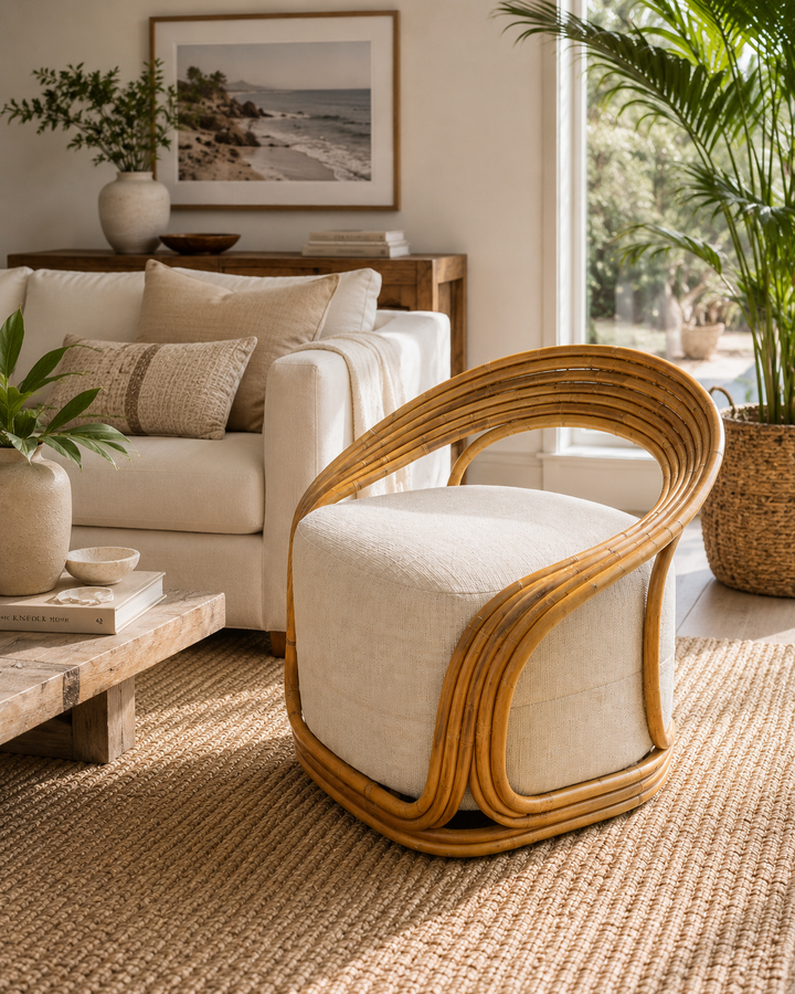 Natural rattan retro lounge chair