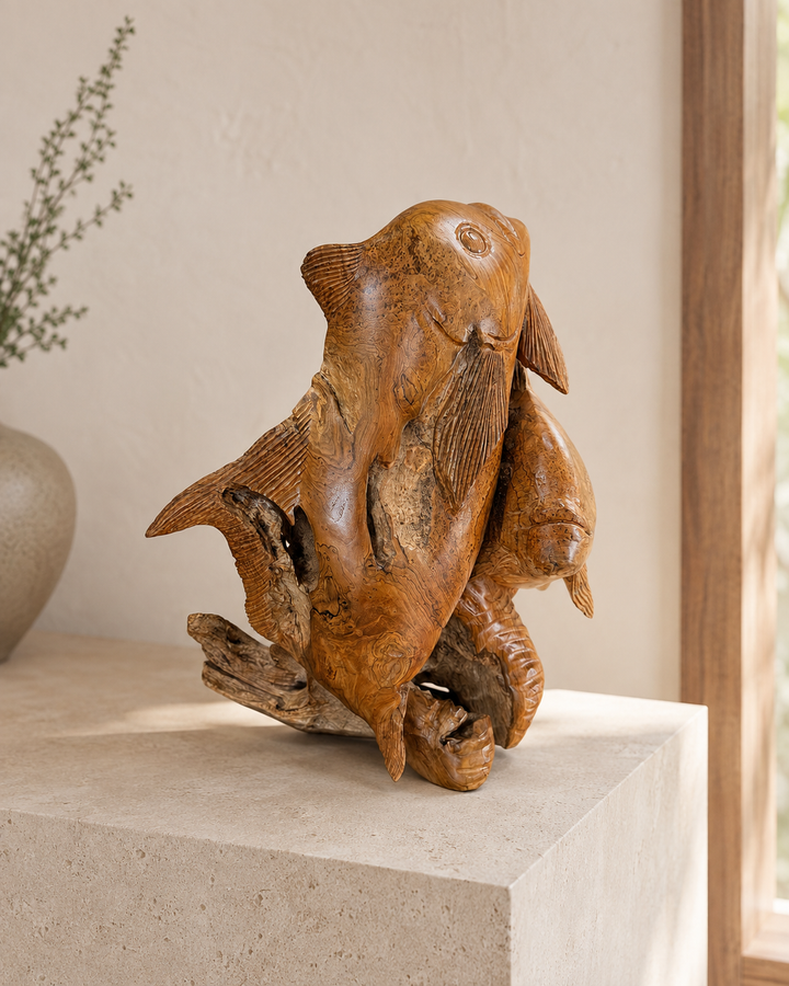 Rising current teak permit sculpture, additional view 3