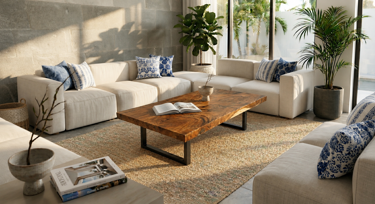 Suar slab coffee table 60 inch x 35 inch