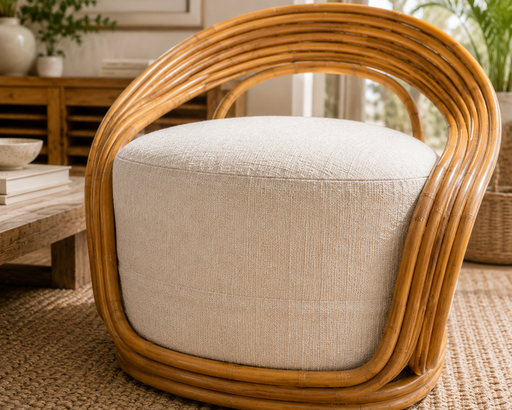 Natural rattan retro lounge chair, additional view 2
