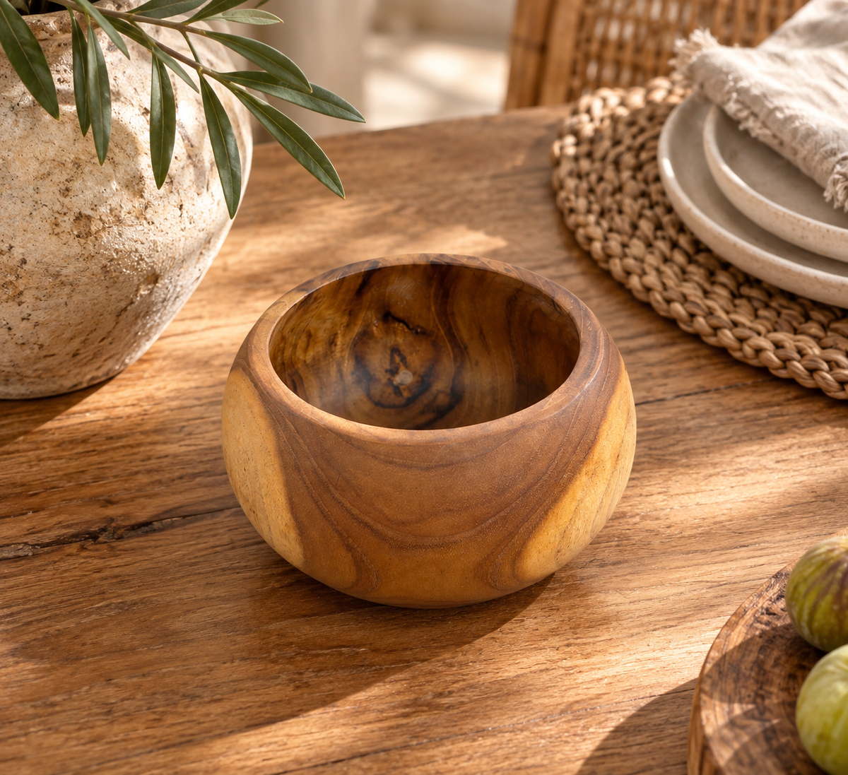 Handmade Bali Suar Wood Bowl – 6” Round