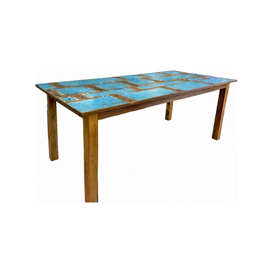 Boat Wood Dining Table (Blue) Broward Design Center