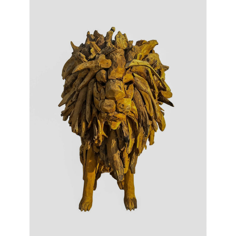 Hand Carved Teak Lion Broward Design Center