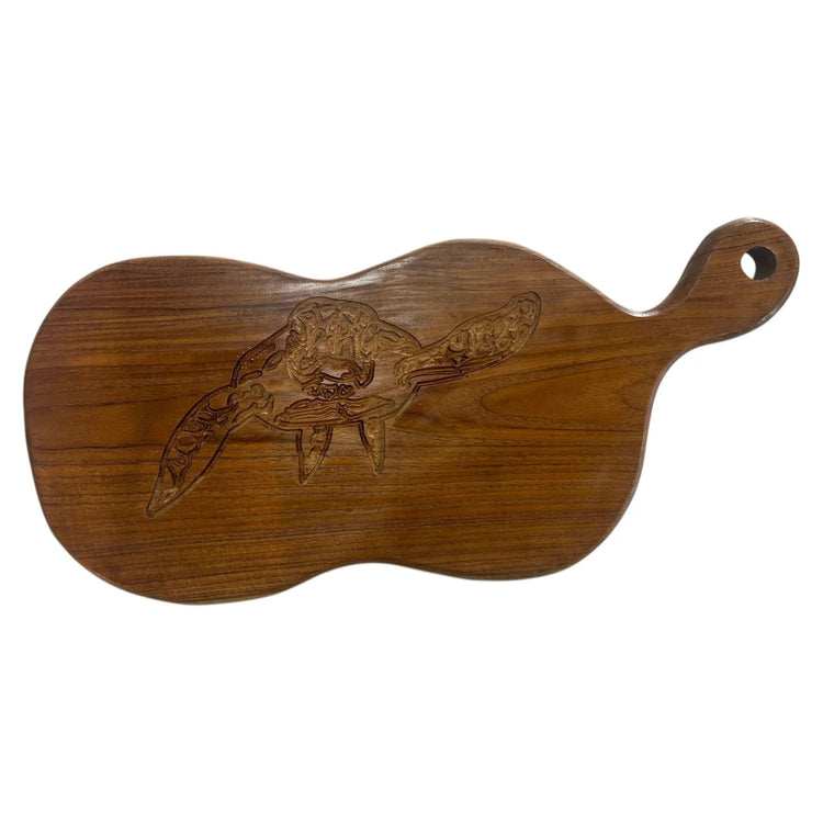 Teak Cutting Board with Carved SeaTurtle Broward Design Center