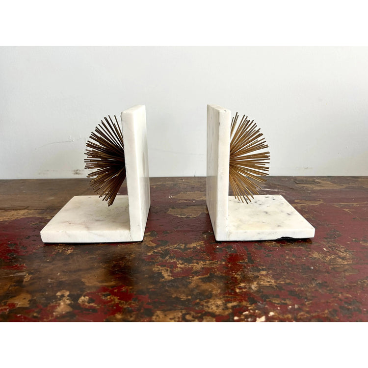 Gold Burst White Marble Bookends Broward Design Center