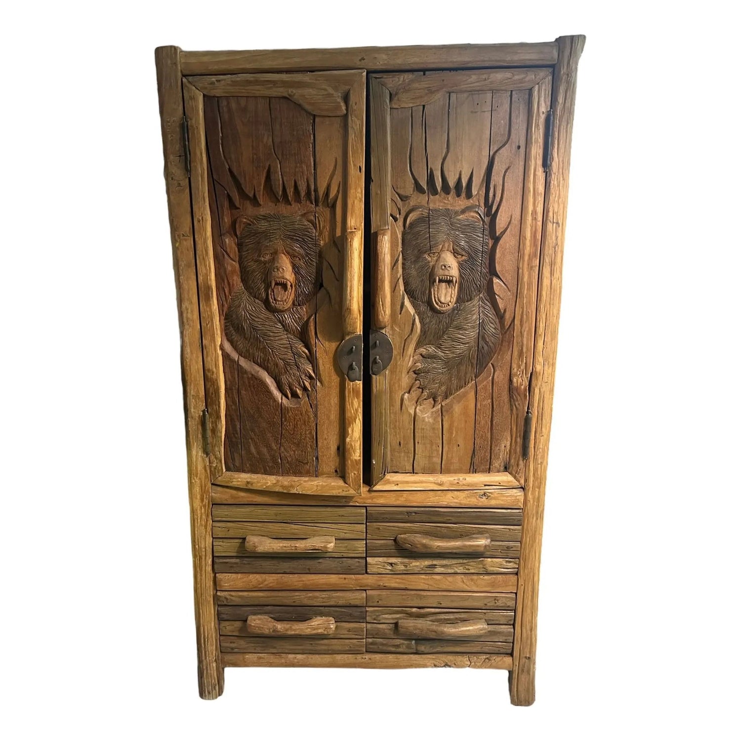 One-of-a-kind Bear Carving Cabinet Broward Design Center