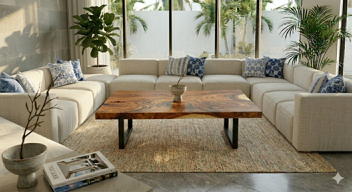 Suar slab coffee table 60 inch x 35 inch, additional view 2