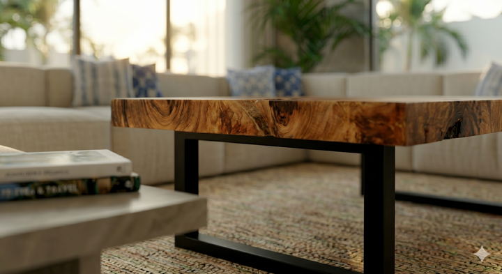 Suar slab coffee table 60 inch x 35 inch, additional view 3