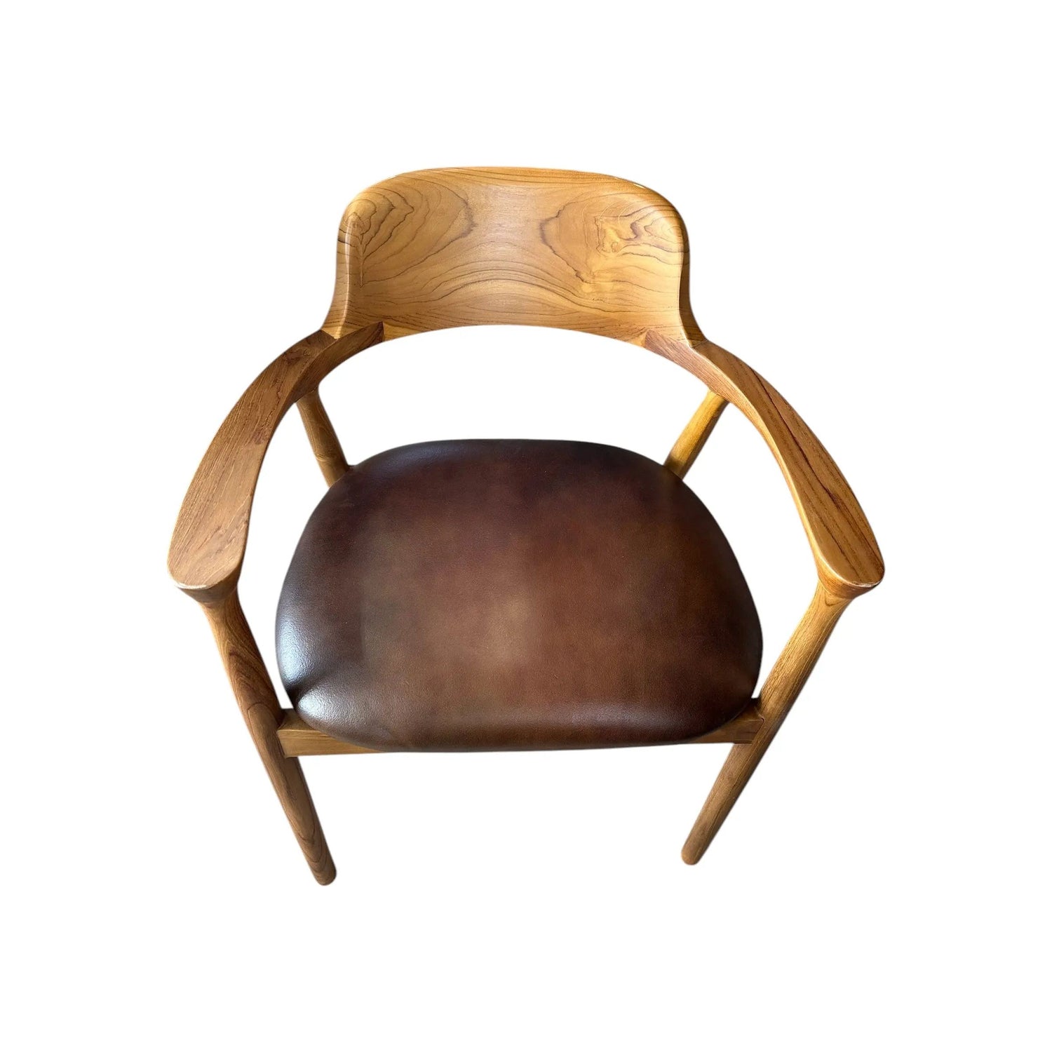 Teak Dining Chair w/ Black Leather Cushion The Broward Design Center