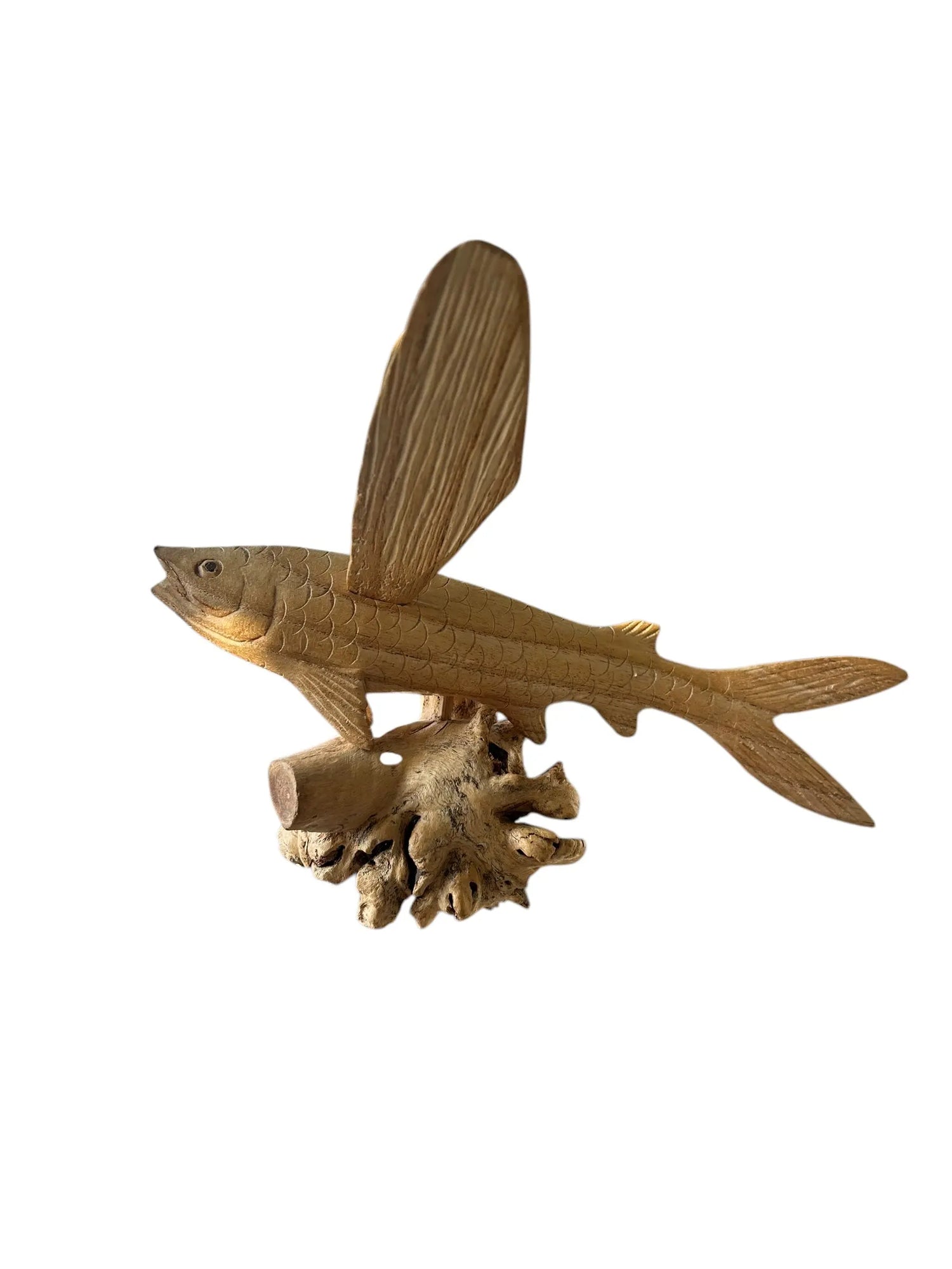 Teak Flying Fish Sculpture Broward Design Center