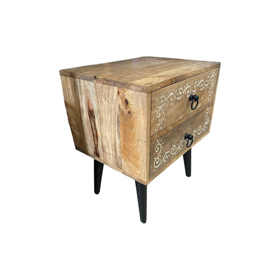 Indian Night Stand with White Design Broward Design Center