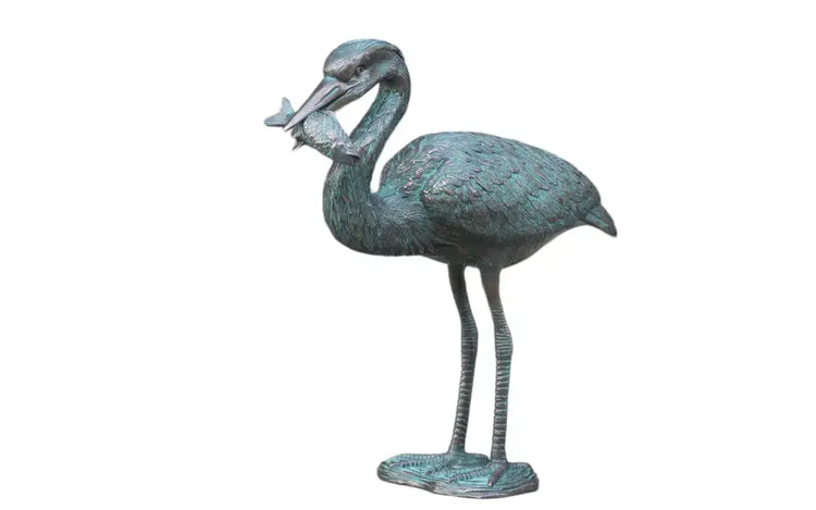 Tropical Heron Bird With Fish Bronze Finish Cool nauticals/ tropicals