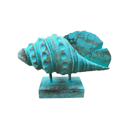 Small Turquoise Beach Shell on Stand Broward Design Center