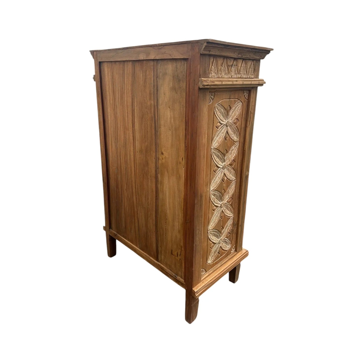 Carved Teak 2 Door Cabinet 53”H Anteak