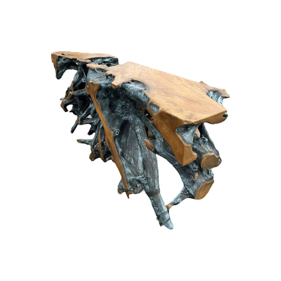 Teak Root Console Grey Antique Finish Anteak