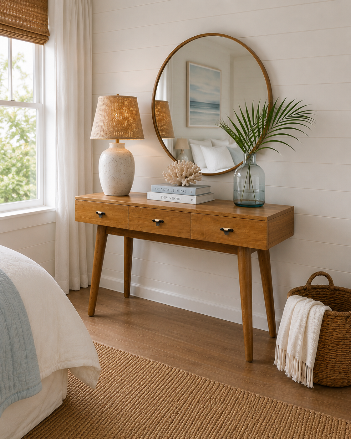 Recycled teak 3 drawer console 47 inch L, additional view 3