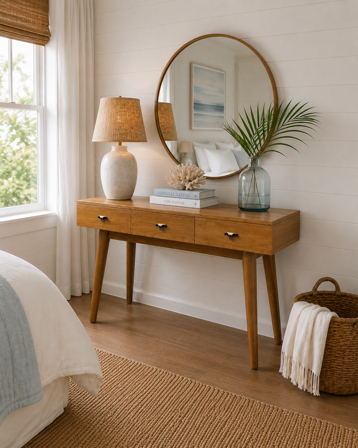 Recycled teak 3 drawer console 47 inch L, additional view 3