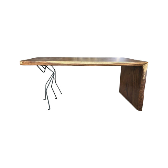 Suar Slab Waterfall Dining Table w/custom Metal Supporters Anteak