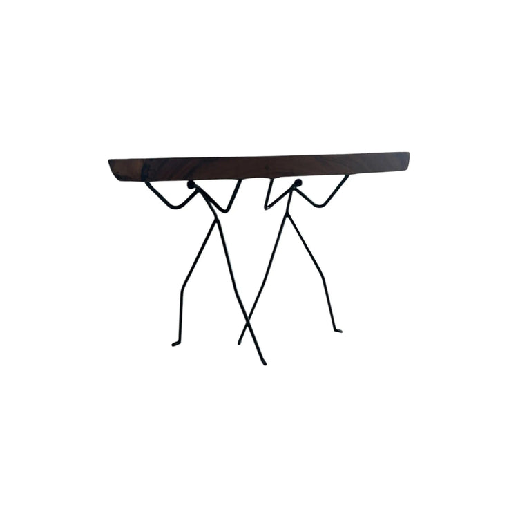 Suar Slab Waterfall Dining Table w/custom Metal Supporters Anteak