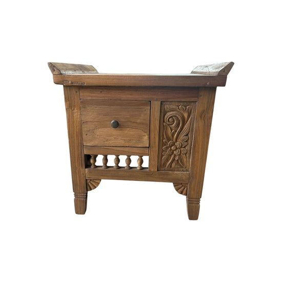 Carved Teak Nightstand 20” x 20” Anteak