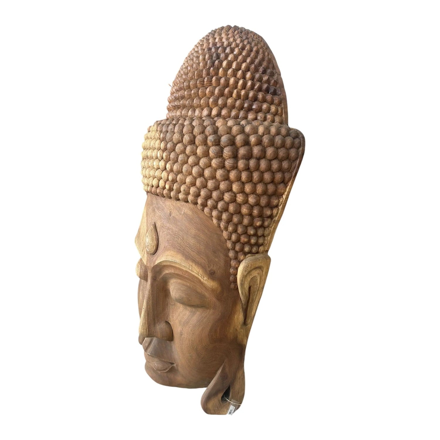 Wood Buddha Face Statue 60” Broward Design Center